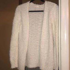 White soft, fuzzy cardigan